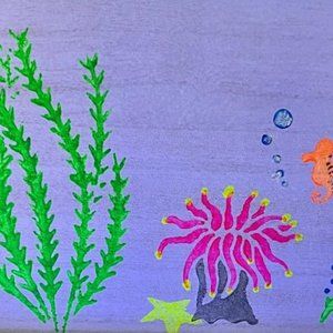 UV BLACKLIGHT CORAL PAINTING Black Canvas Coral Saltwater Reef Ocean Life Art